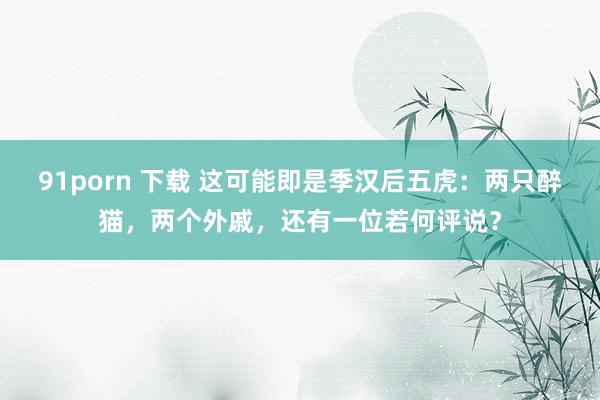 91porn 下载 这可能即是季汉后五虎：两只醉猫，两个外戚，还有一位若何评说？