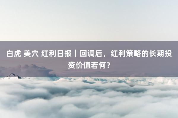 白虎 美穴 红利日报｜回调后，红利策略的长期投资价值若何？