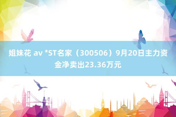 姐妹花 av *ST名家（300506）9月20日主力资金净卖出23.36万元