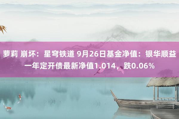 萝莉 崩坏：星穹铁道 9月26日基金净值：银华顺益一年定开债最新净值1.014，跌0.06%