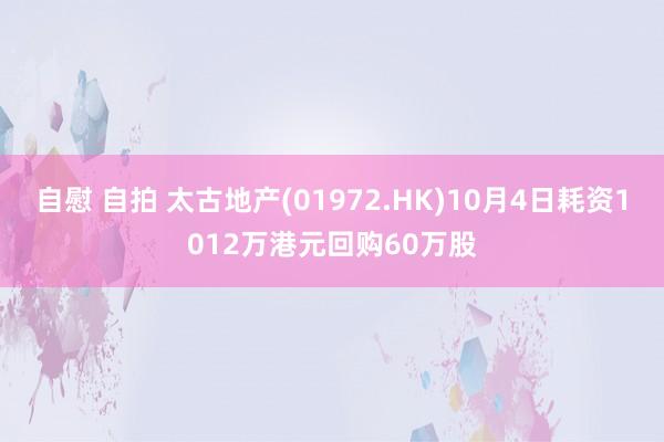 自慰 自拍 太古地产(01972.HK)10月4日耗资1012万港元回购60万股