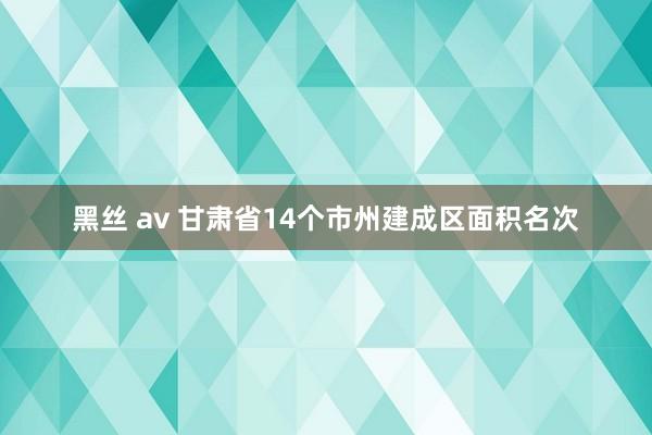 黑丝 av 甘肃省14个市州建成区面积名次