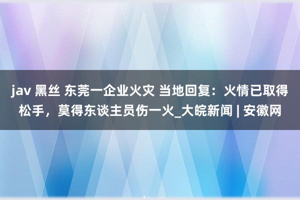 jav 黑丝 东莞一企业火灾 当地回复：火情已取得松手，莫得东谈主员伤一火_大皖新闻 | 安徽网