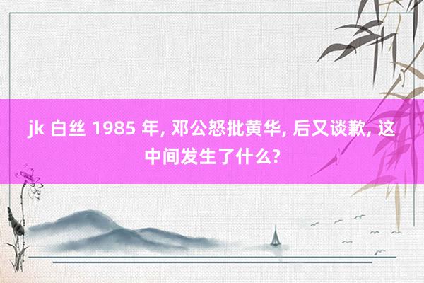 jk 白丝 1985 年， 邓公怒批黄华， 后又谈歉， 这中间发生了什么?