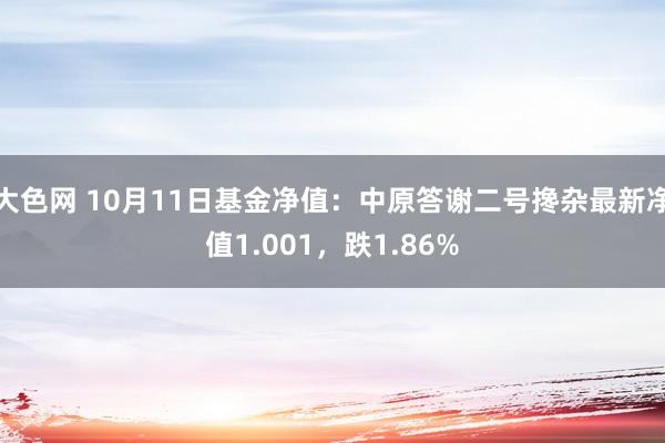 大色网 10月11日基金净值：中原答谢二号搀杂最新净值1.001，跌1.86%