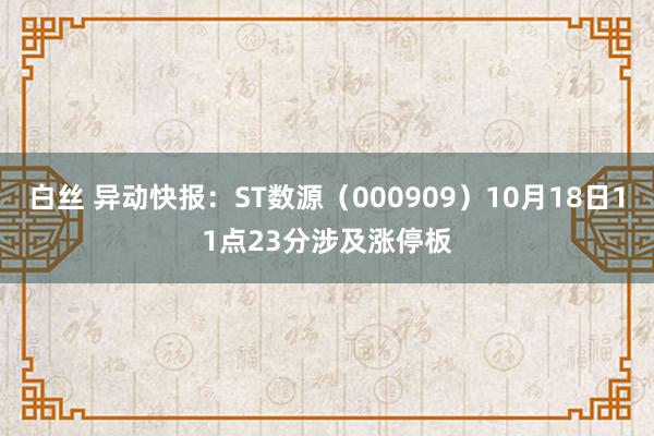 白丝 异动快报：ST数源（000909）10月18日11点23分涉及涨停板