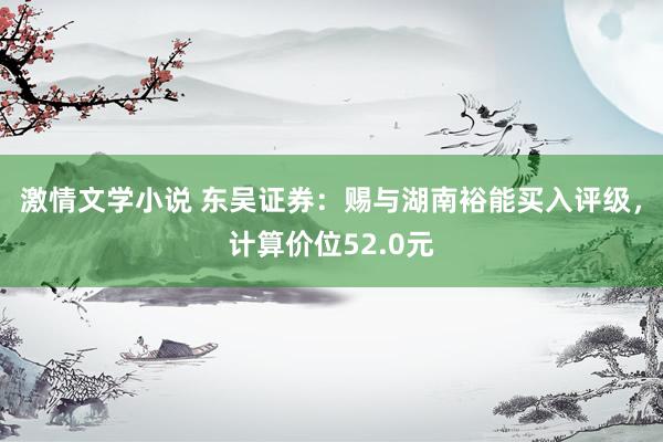 激情文学小说 东吴证券：赐与湖南裕能买入评级，计算价位52.0元