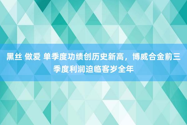 黑丝 做爱 单季度功绩创历史新高，博威合金前三季度利润迫临客岁全年