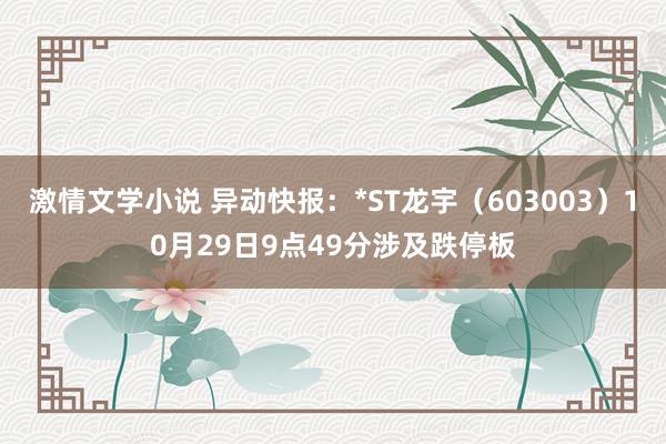 激情文学小说 异动快报：*ST龙宇（603003）10月29日9点49分涉及跌停板