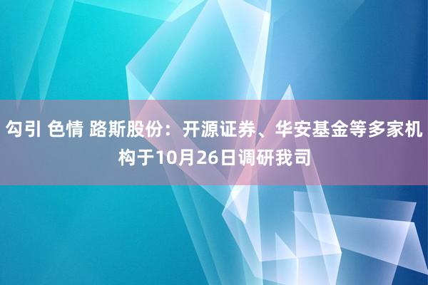 勾引 色情 路斯股份：开源证券、华安基金等多家机构于10月26日调研我司