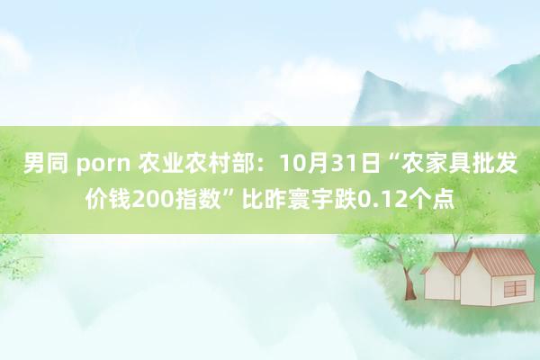 男同 porn 农业农村部：10月31日“农家具批发价钱200指数”比昨寰宇跌0.12个点