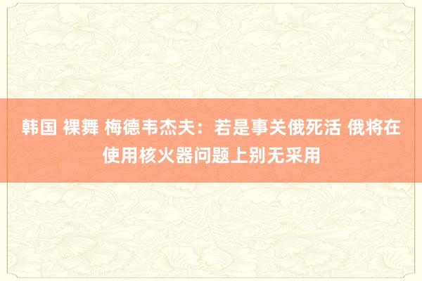 韩国 裸舞 梅德韦杰夫：若是事关俄死活 俄将在使用核火器问题上别无采用