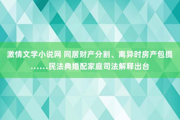 激情文学小说网 同居财产分割、离异时房产包摄……民法典婚配家庭司法解释出台